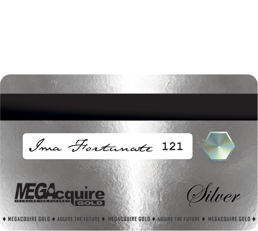 Back of MEGAcquire GOLD 10M Silver Debit Card