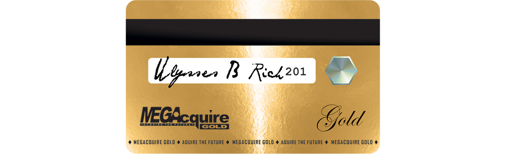 Back of MEGAcquire GOLD 50M Gold Debit Card