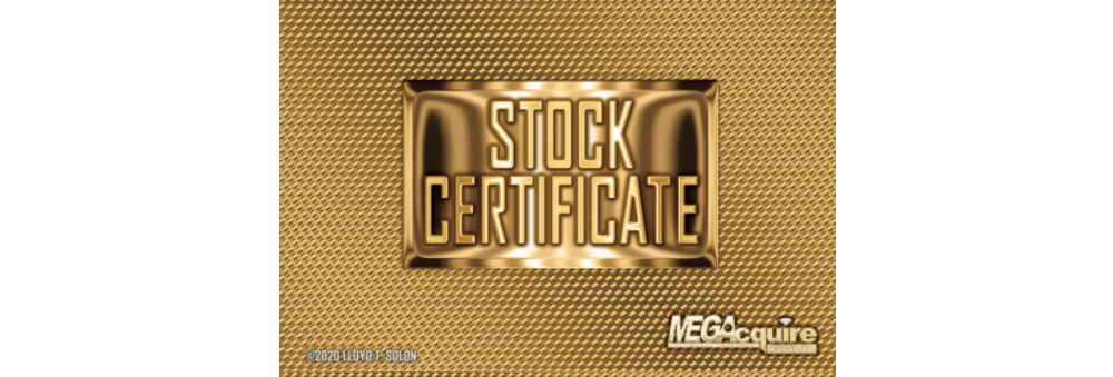 Back of MEGAcquire GOLD Stock Certificates