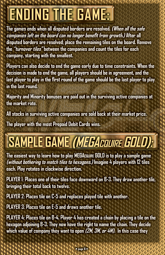 MEGAcquire GOLD Rules Booklet Page 8
