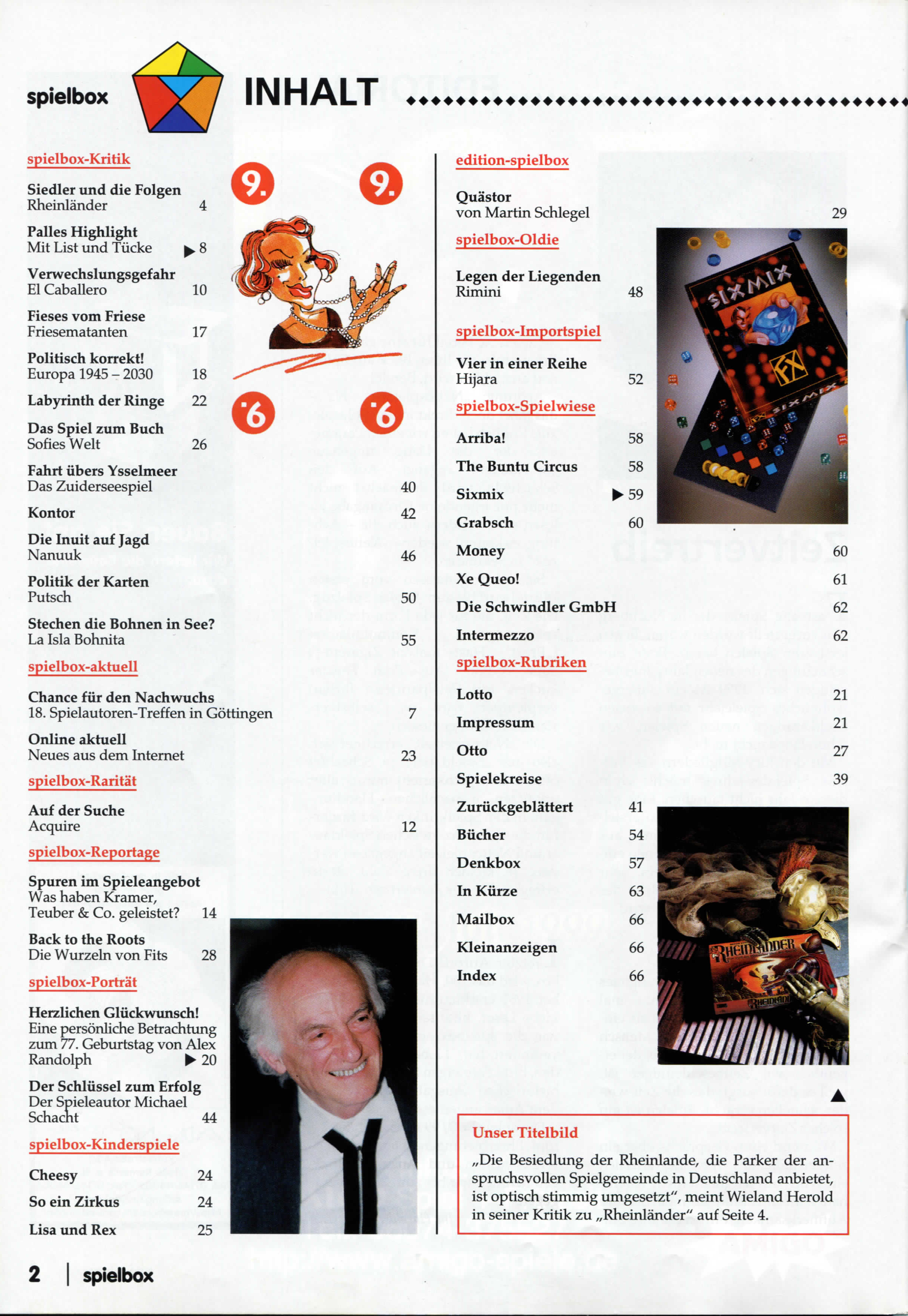 Spielbox Magazine, May/June 1999 - Table of Contents