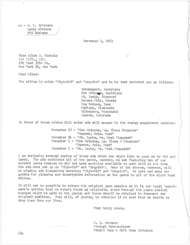 Promotional Letter for ACQUIRE