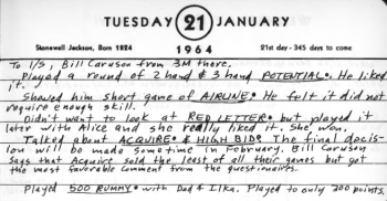 Sid's Diary Entry January 21, 1964