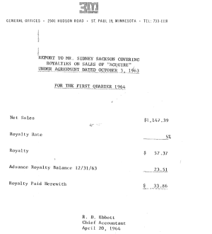 3M 1st Quarter 1964 Statement