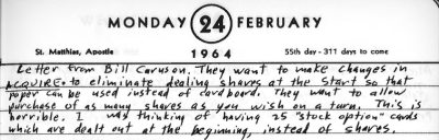 Sid's Diary Entry February 24, 1964