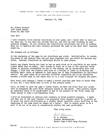 Letter from 3M dated February 21, 1964