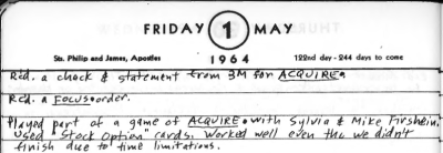 Sid's Diary Entry - May 1, 1964